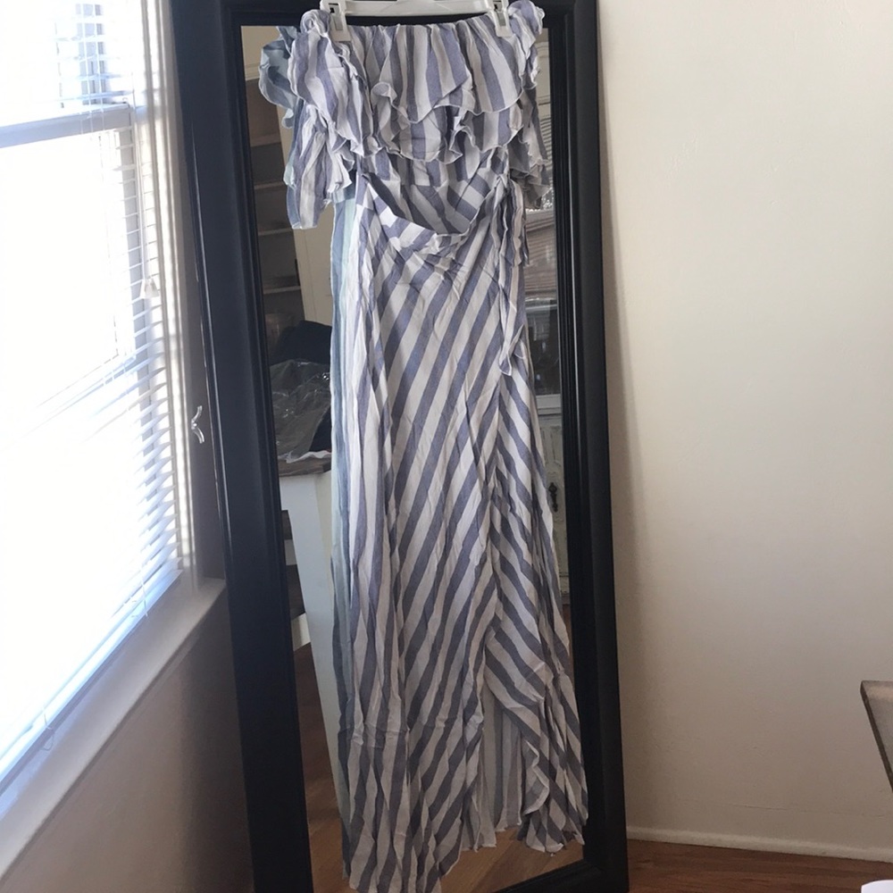 Striped wrap maxi dress